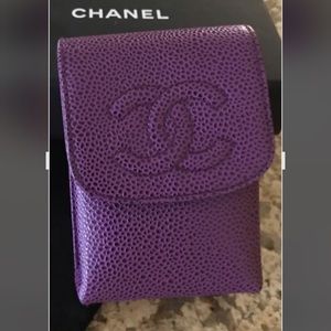 Chanel purple caviar leather cigarette/makeup pouch